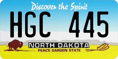 ND license plate HGC445