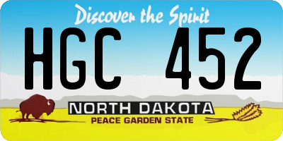 ND license plate HGC452