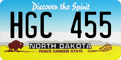 ND license plate HGC455