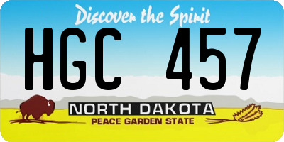 ND license plate HGC457