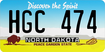 ND license plate HGC474