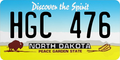 ND license plate HGC476