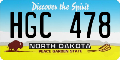 ND license plate HGC478