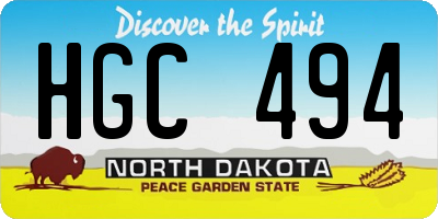 ND license plate HGC494