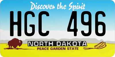 ND license plate HGC496