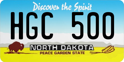 ND license plate HGC500