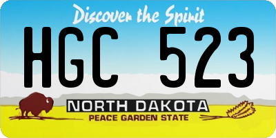 ND license plate HGC523