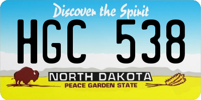 ND license plate HGC538