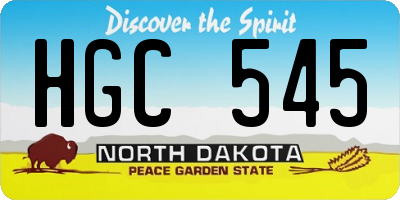 ND license plate HGC545