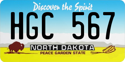 ND license plate HGC567