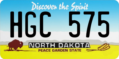 ND license plate HGC575