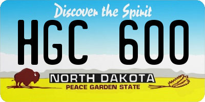 ND license plate HGC600