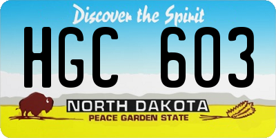ND license plate HGC603