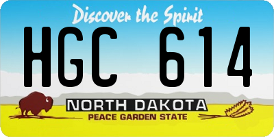 ND license plate HGC614