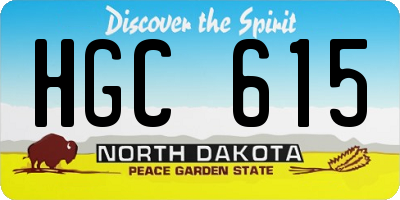 ND license plate HGC615