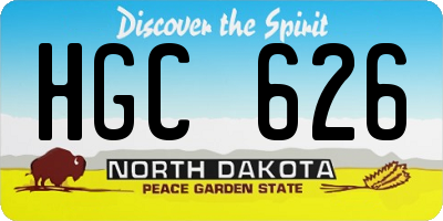 ND license plate HGC626