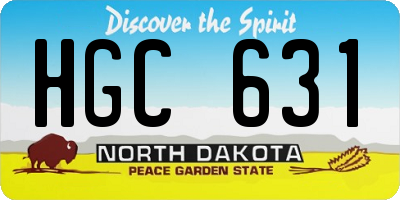 ND license plate HGC631