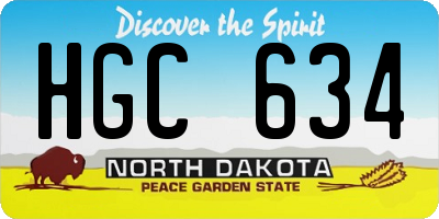 ND license plate HGC634
