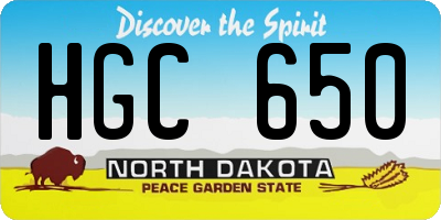 ND license plate HGC650