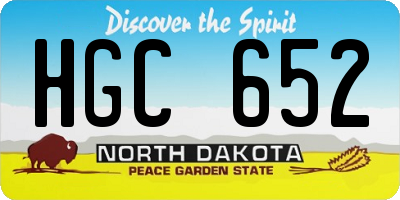 ND license plate HGC652