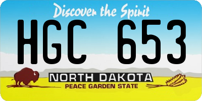 ND license plate HGC653