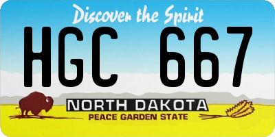 ND license plate HGC667
