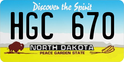 ND license plate HGC670