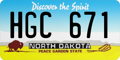 ND license plate HGC671