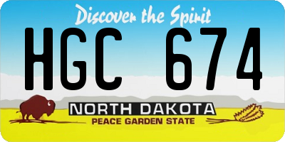 ND license plate HGC674