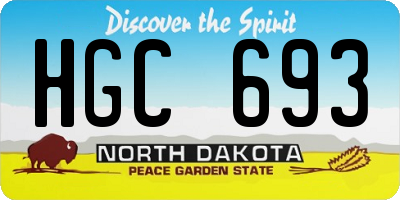 ND license plate HGC693