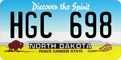 ND license plate HGC698
