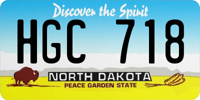 ND license plate HGC718