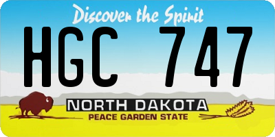 ND license plate HGC747