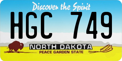 ND license plate HGC749