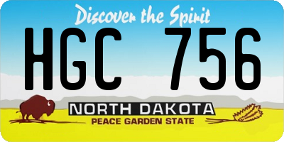 ND license plate HGC756