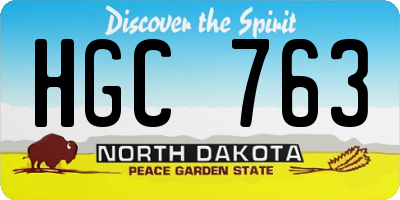 ND license plate HGC763