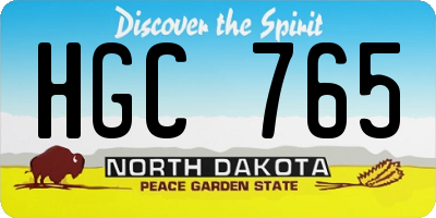 ND license plate HGC765