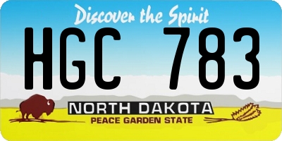 ND license plate HGC783