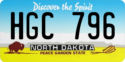 ND license plate HGC796