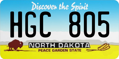 ND license plate HGC805