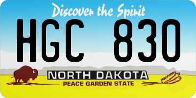 ND license plate HGC830