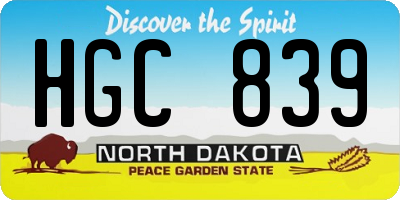 ND license plate HGC839