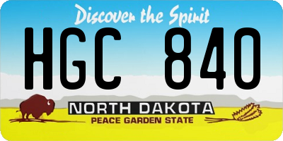 ND license plate HGC840