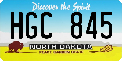 ND license plate HGC845