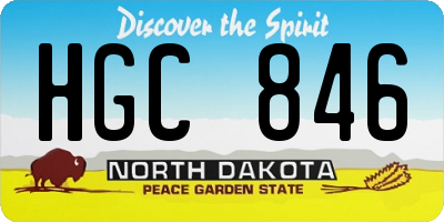 ND license plate HGC846