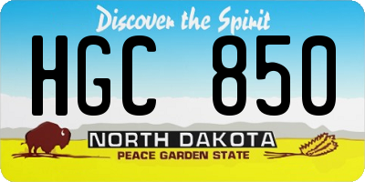 ND license plate HGC850