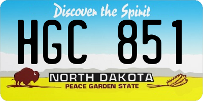 ND license plate HGC851