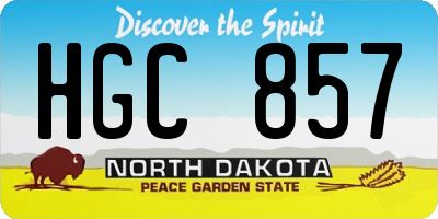 ND license plate HGC857