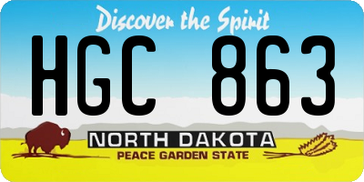 ND license plate HGC863