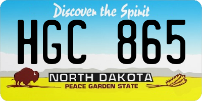 ND license plate HGC865